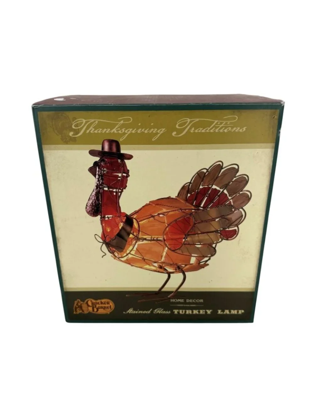 Cracker Barrel Stained Glass Turkey Lamp Thanksgiving Fall Rustic Cabin Decor